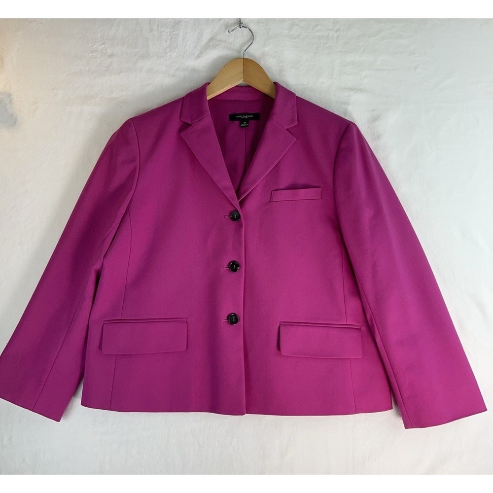 ANN Taylor Magenta Blazer Size 10 Pink‎ Women's 3 Button